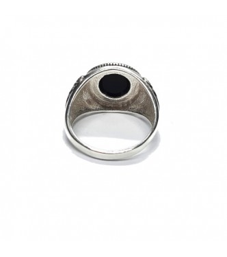 R002234 Handmade Sterling Silver Men's Ring Solid Hallmarked 925 With 10mm Black Onyx